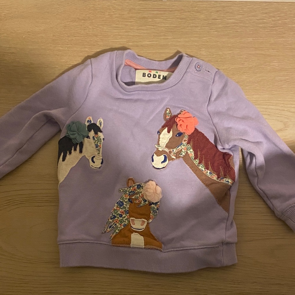Mini Boden Purple Sweatshirt with Horse Design